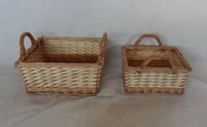 Home Storage Willow Basket Natural Willow Baskets S/2