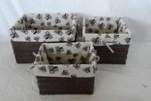 Home Storage Hot Sell Pp Tube Woven Over Metal Frame Baskets With Liner S/3