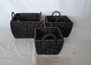 Home Storage Hot Sell Stained Maize Woven Over Metal Frame Practical Baskets S/3