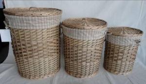 Home Storage Laundry Basket Stained Woodchip And Willow Light Color Laundry Baskets With Liner S/3