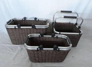 Home Storage Hot Sell Twisted Paper Woven Over Metal Frame Baskets With Aluminium Sway Handles S/3 System 1