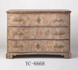 Home Furniture Classical 3 Drawer Chest Beige Antique Pine Solid Wood System 1