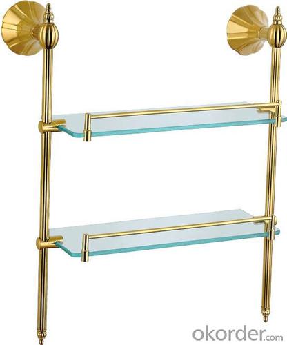 Hardware House Bathroom Accessories Rome Series Titanium Gold Double Glass Shelf System 1