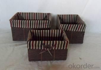 Home Storage Willow Basket Paper Twisted Woven Over Metal Frame Baskets With Liner S/3 System 1