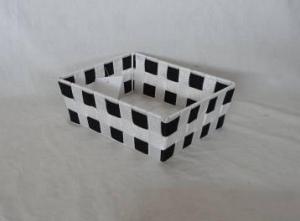 Home Storage Willow Basket Nylon Strap Woven Over Metal Frame Black And White Basket