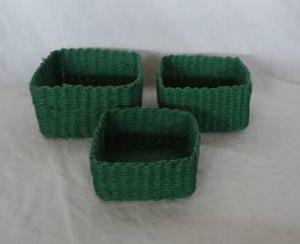 Home Storage Hot Sell Soft Woven  Paper Rope Dark Green Box S/3