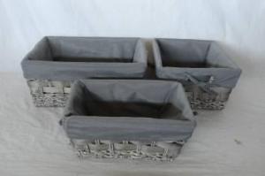 Home Storage Willow Basket Washed-Grey Maize And Woodchip Woven Over Metal Frame Baskets With Liner S/3 System 1