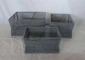 Home Storage Hot Sell Twisted Paper Woven Over Metal Frame Gray Baskets S/3 System 1
