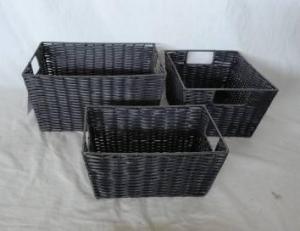 Home Storage Hot Sell Pp Tube Woven Over Metal Frame Baskets With  S/3