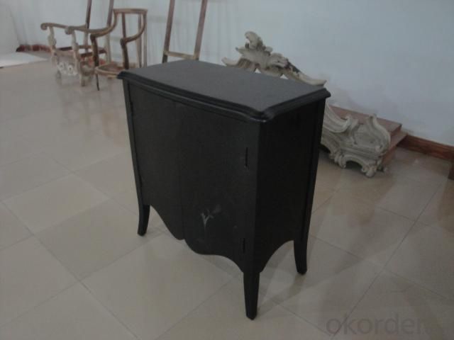 Home Furniture Classical Black Two Door Cabinet Nature Painting MDF And Birch Solid