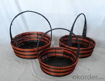 Stained Rattan Woven Over Metal Frame Baskets System 1