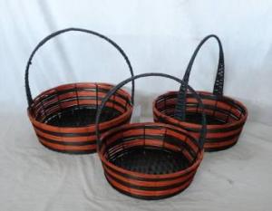 Stained Rattan Woven Over Metal Frame Baskets System 1