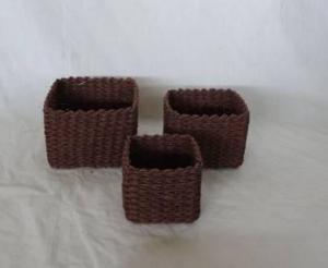 Home Storage Hot Sell Soft Woven Paper Rope Dark Brown Box S/3