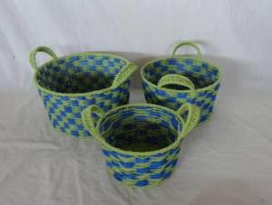 Home Storage Hot Sell Twisted Paper Woven Over Metal Frame Baskets With Handle S/3 System 1