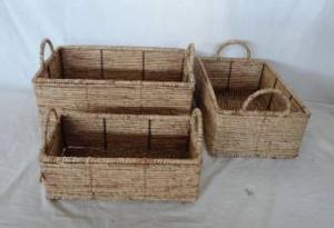 Home Storage Hot Sell Stained Maize Woven Over Metal Frame Baskets With Handles S/3 System 1