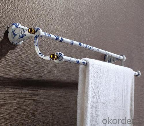 Hardware House Bathroom Accessories Blue And White  Porcelain Series Double Towel Bar System 1