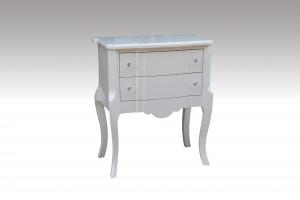 Home Furniture Classical White PU High Gloss Two Drawer Chest MDF And Birch Solid