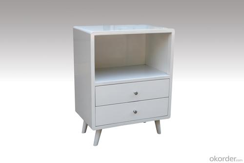 Home Furniture Classical Cabinet with 2 Drawers White PU High Gloss MDF And Birch Solid System 1