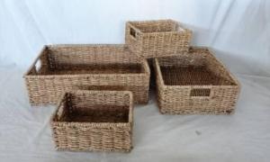 Home Storage Hot Sell Stained Maize Woven Over Metal Frame Baskets S/4 System 1