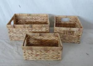 Home Storage Hot Sell Natural Waterhyacinth Woven Over Metal Frame Baskets S/3 System 1