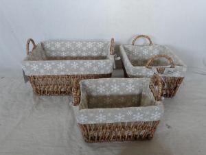 Home Storage Willow Basket Stained Maize Woven Over Metal Frame Baskets With Liner S/3 System 1