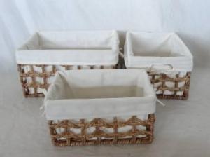 Home Storage Hot Sell Stained Maize Woven Over Metal Frame Hollow Baskets With Liner S/3 System 1