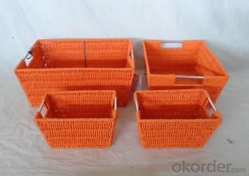 Home Storage Hot Sell Twsited Paper Woven Over Metal Frame Baskets With Stainless Tube Handles S/3 System 1