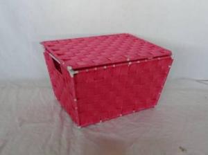 Home Storage Willow Basket Foldable Nylon Woven Metal Tube Red Basket