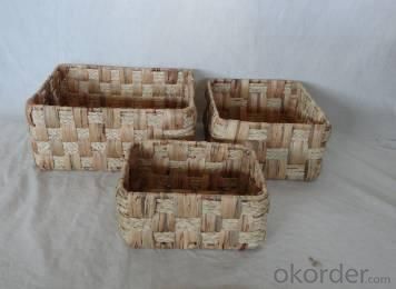 Home Storage Hot Sell Natural Waterhyacinth And Maize Braid Woven Over Metal Frame Baskets S/3