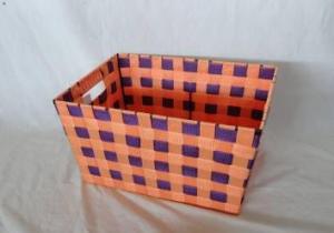 Home Storage Willow Basket Nylon Strap Woven Over Metal Frame Orange And Purple System 1