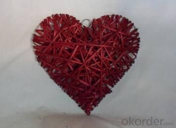 Home Decor Hot Selling Stained Red Willow-Woven Heart Deco