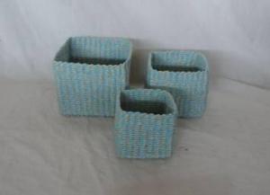 Home Storage Hot Sell Soft Woven  Paper Rope Colorful Box S/3