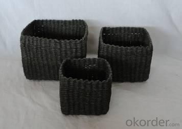 Home Storage Hot Sell Soft Woven  Paper Rope Dark Box S/3