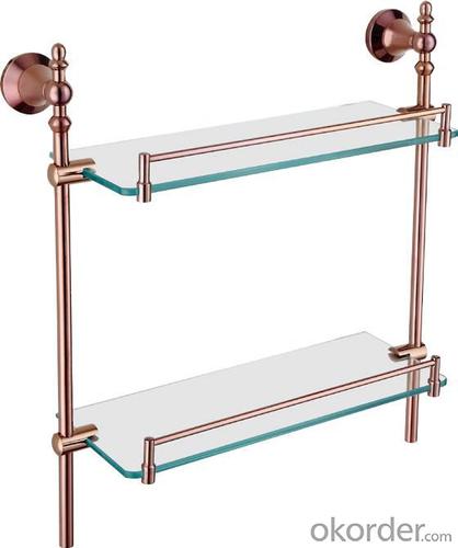 Hardware House Bathroom Accessories Rose Gold Series Double Glass Shelf System 1
