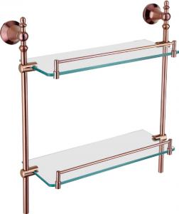 Hardware House Bathroom Accessories Rose Gold Series Double Glass Shelf