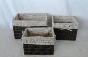 Home Storage Hot Sell Pp Tube Woven Over Metal Frame Baskets With Alphabet Pattern Liner S/3