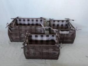 Home Storage Willow Basket Paper Twisted Woven Over Metal Frame Dark Color Baskets With Liner S/3 System 1
