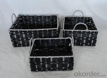 Home Storage Willow Basket Paper And Woodchip Woven Over Metal Frame Baskets S/3 System 1