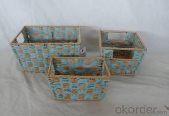 Home Storage Hot Sell Two-Tone Twisted Paper Woven Over Metal Frame Baskets S/3 System 1