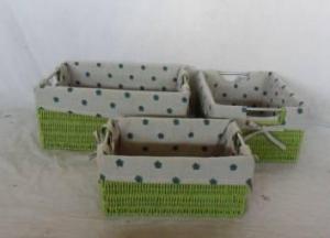 Home Storage Willow Basket Paper Twisted Woven Over Metal Frame Green Baskets With Liner S/3 System 1