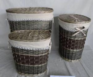 Home Storage Laundry Basket Stained Willow And Woodchip Gray Laundry Baskets With Liner S/3