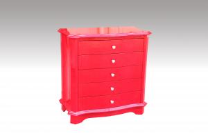 Home Furniture Classical 5 Drawer Cabinet Red PU High Gloss MDF And Birch Solid System 1