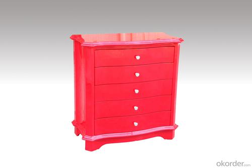 Home Furniture Classical 5 Drawer Cabinet Red PU High Gloss MDF And Birch Solid System 1