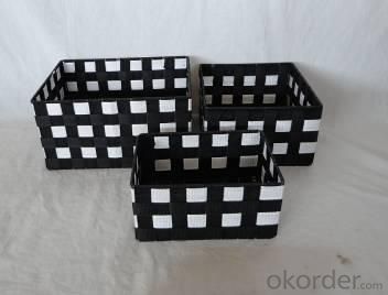 Home Storage Willow Basket Nylon Strap Woven Over Metal Frame Baskets S/3