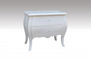 Home Furniture Classical White 2 Drawer Chest PU High Gloss MDF And Birch Solid