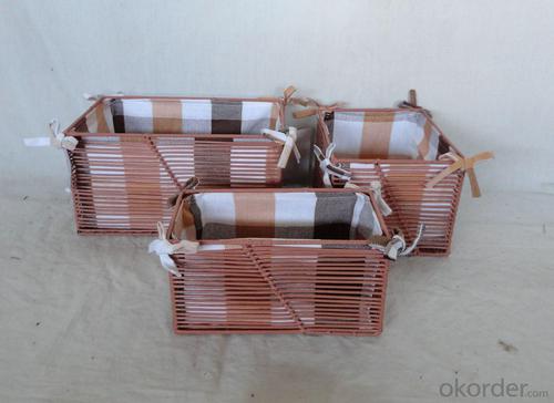 Home Storage Willow Basket Pp Tube Woven Over Metal Frame Baskets With Liner S/3 System 1