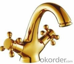 Single Handle Bathroom Faucet Art Gold Color Basin Mixer System 1