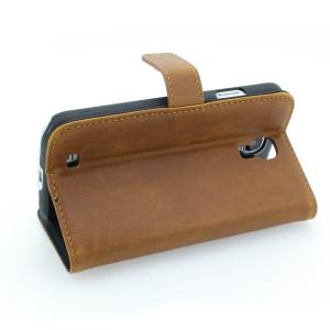 Wallet Pouch Luxury PU Leather Upstanding Book Style Case Cover for Samsung Galaxy S4 (I9500) Brown
