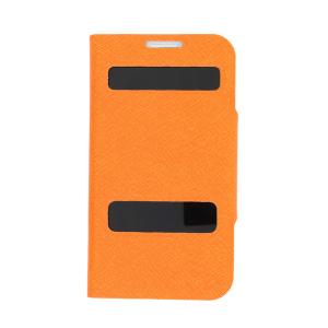 Front Hollow Luxury PU Leather Case Cover for Samsung Galaxy S4 (I9500) Orange