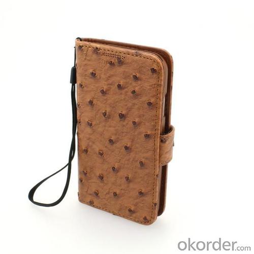 Wallet Pouch Ostrich Pattern PU Leather Stand Case Cover for Samsung Galaxy S4 (I9500) Brown System 1